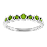 14K Gold Round Natural Peridot Bezel-Set Ring - White Gold - view 8