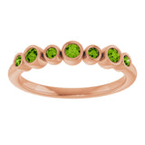 14K Gold Round Natural Peridot Bezel-Set Ring - Rose Gold - view 8