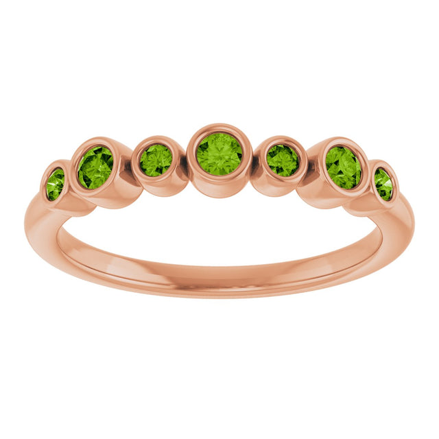 14K Gold Round Natural Peridot Bezel-Set Ring - Rose Gold - view 8
