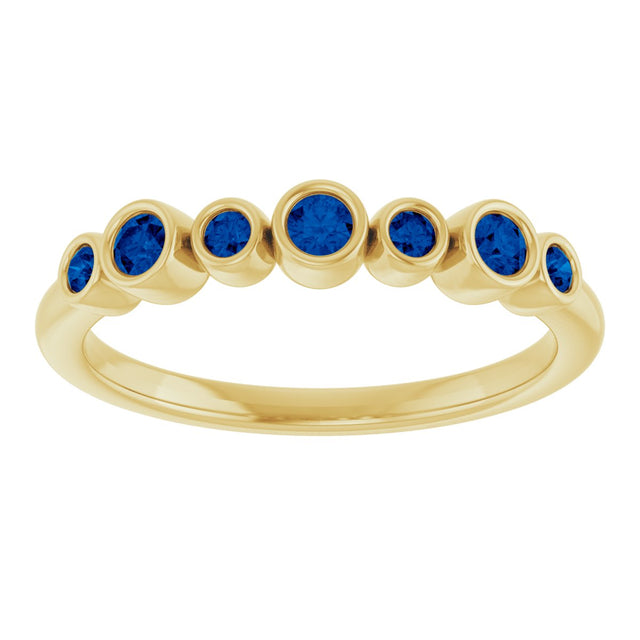 14K Gold Round Natural Blue Sapphire Bezel-Set Ring - Yellow Gold - view 8