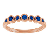 14K Gold Round Natural Blue Sapphire Bezel-Set Ring - Rose Gold - view 8