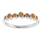 Platinum Round Natural Citrine Bezel-Set Ring - view 8