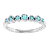 Platinum Round Natural Blue Zircon Bezel-Set Ring - view 8