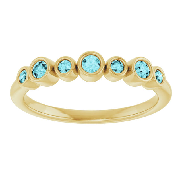 14K Gold Round Natural Blue Zircon Bezel-Set Ring - Yellow Gold - view 8