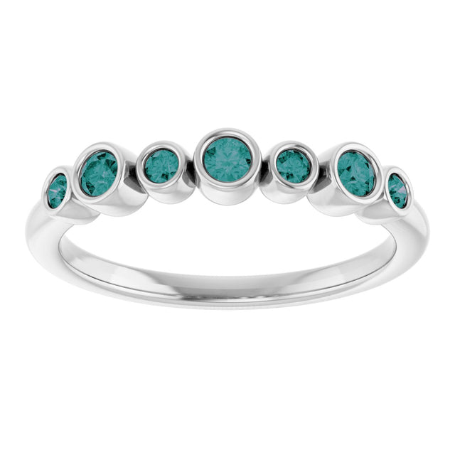 14K Gold Round Natural Alexandrite Bezel-Set Ring - White Gold - view 8
