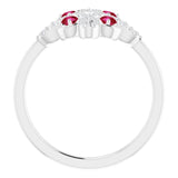Platinum Round Natural Ruby Clover Ring – 2.5mm Stones - view 7
