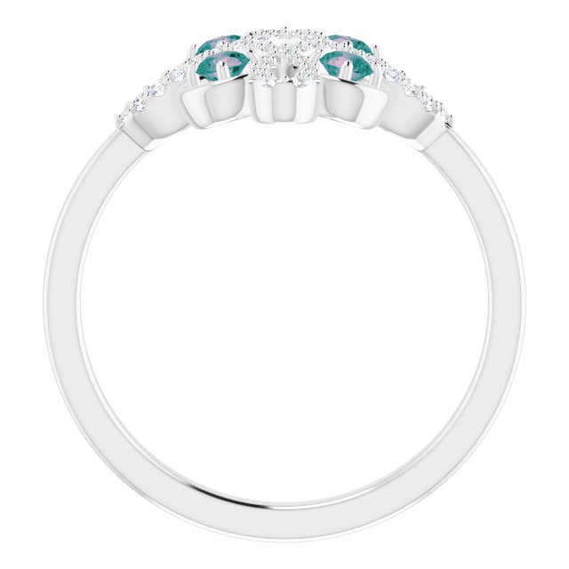 Platinum Round Natural Alexandrite Clover Ring – 2.5mm Stones - view 7