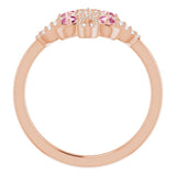 14K Gold Round Natural Pink Tourmaline Clover Ring – 2.5mm Stones - Rose Gold - view 7