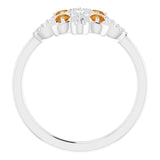 Platinum Round Natural Citrine Clover Ring – 2.5mm Stones - view 7