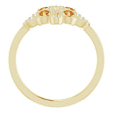 14K Gold Round Natural Citrine Clover Ring – 2.5mm Stones - Yellow Gold - view 7