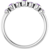 14K Gold Round Natural Amethyst Bezel-Set Ring - White Gold - view 7