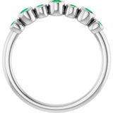 Platinum Round Natural Emerald Bezel-Set Ring - view 7