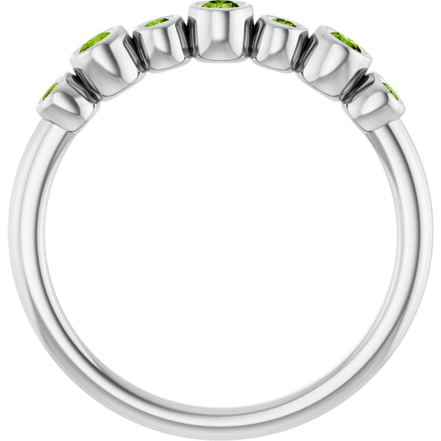 14K Gold Round Natural Peridot Bezel-Set Ring - White Gold - view 7