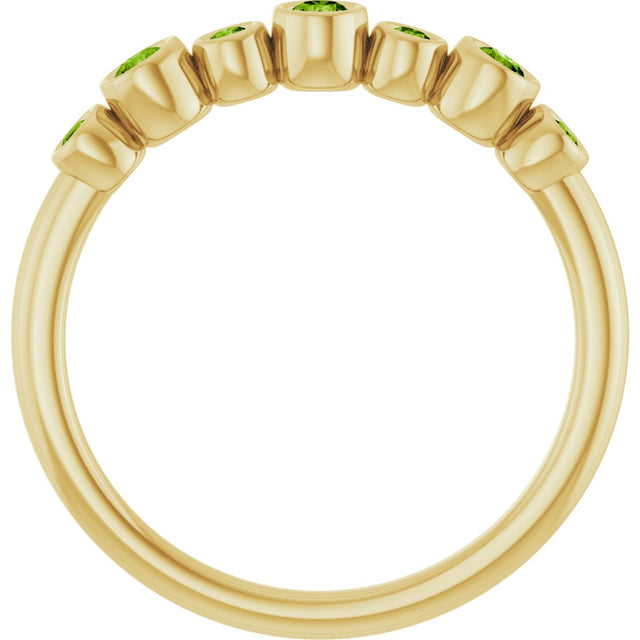 14K Gold Round Natural Peridot Bezel-Set Ring - Yellow Gold - view 7