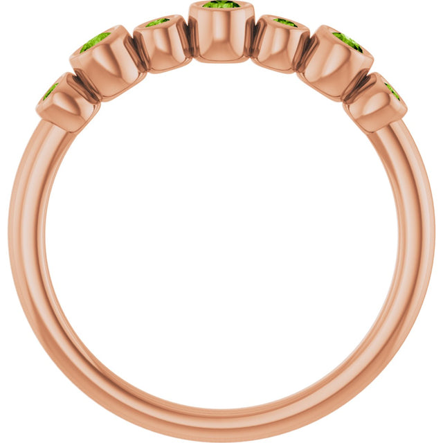 14K Gold Round Natural Peridot Bezel-Set Ring - Rose Gold - view 7