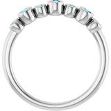 14K Gold Round Natural Blue Zircon Bezel-Set Ring - White Gold - view 7