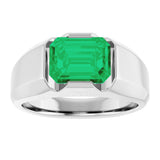Platinum Emerald Lab-Grown Emerald Solitaire Ring – 10x8mm - view 3