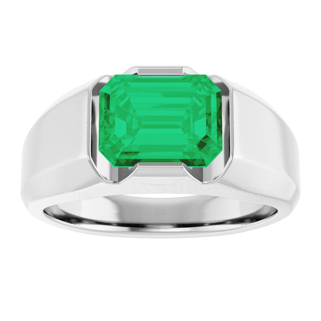 Platinum Emerald Lab-Grown Emerald Solitaire Ring – 10x8mm - view 3