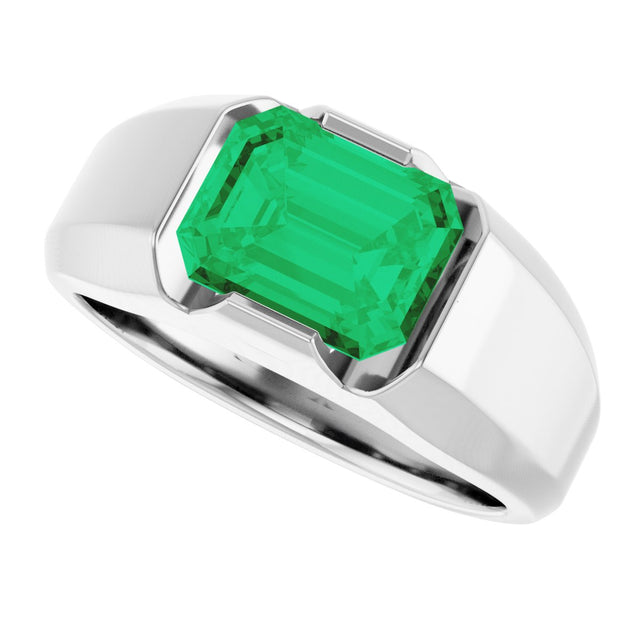 Platinum Emerald Lab-Grown Emerald Solitaire Ring – 10x8mm - view 5