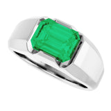 14K Gold Emerald Lab-Grown Emerald Solitaire Ring – 10x8mm - White Gold - view 5