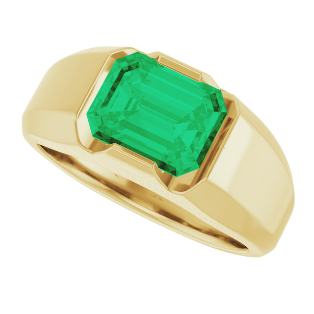 14K Gold Emerald Lab-Grown Emerald Solitaire Ring – 10x8mm - Yellow Gold - view 5