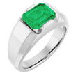 Platinum Emerald Lab-Grown Emerald Solitaire Ring – 10x8mm