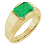 14K Gold Emerald Lab-Grown Emerald Solitaire Ring – 10x8mm - Yellow Gold