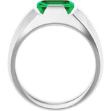Platinum Emerald Lab-Grown Emerald Solitaire Ring – 10x8mm - view 2