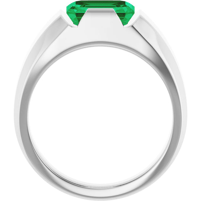 Platinum Emerald Lab-Grown Emerald Solitaire Ring – 10x8mm - view 2