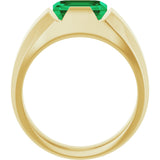 14K Gold Emerald Lab-Grown Emerald Solitaire Ring – 10x8mm - Yellow Gold - view 2