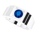 Platinum Lab-Grown Blue Sapphire Geometric Solitaire Ring – 6 mm Round - view 10