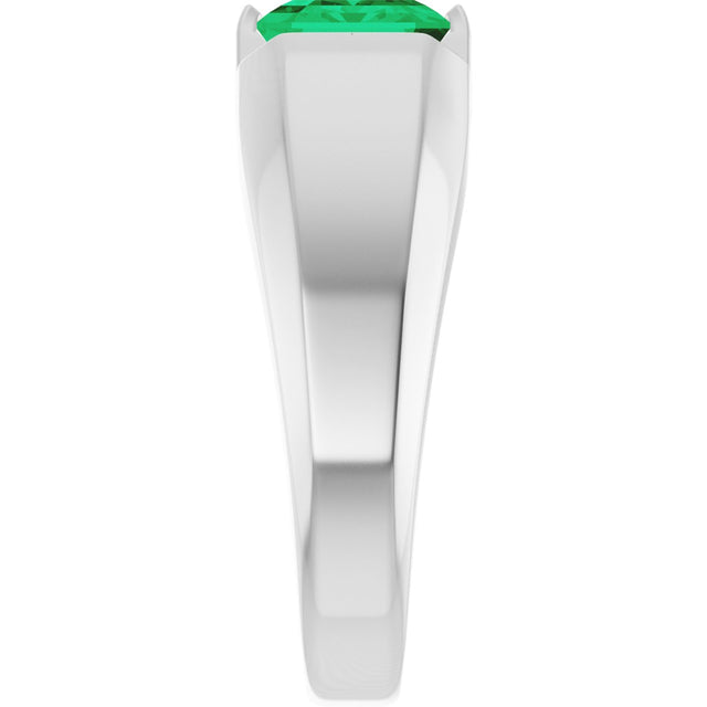 14K Gold Emerald Lab-Grown Emerald Solitaire Ring – 10x8mm - White Gold - view 4