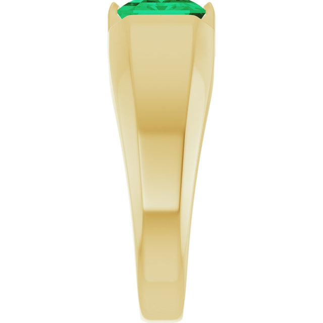 14K Gold Emerald Lab-Grown Emerald Solitaire Ring – 10x8mm - Yellow Gold - view 4