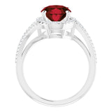 Platinum Oval Natural Mozambique Garnet & Natural Diamond Halo-Style Ring – 10x8mm - view 2