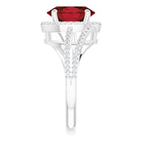 Platinum Oval Natural Mozambique Garnet & Natural Diamond Halo-Style Ring – 10x8mm - view 4