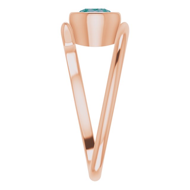 14K Gold Round Lab-Grown Alexandrite Bezel-Set Solitaire Ring – 5.5mm Stones - Rose Gold - view 4