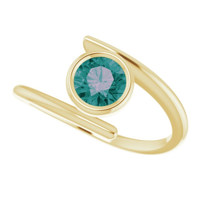 14K Gold Round Lab-Grown Alexandrite Bezel-Set Solitaire Ring – 5.5mm Stones - Yellow Gold - view 5