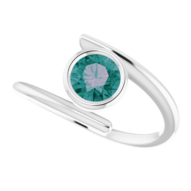 Platinum Round Lab-Grown Alexandrite Bezel-Set Solitaire Ring – 5.5mm Stones - view 5