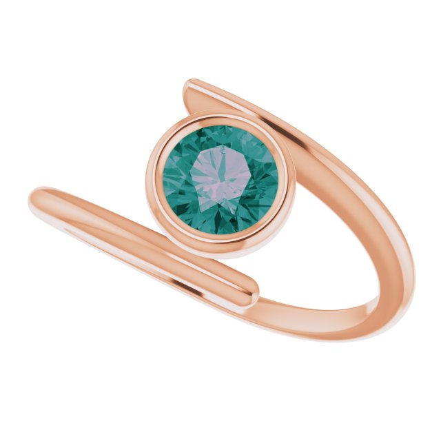 14K Gold Round Lab-Grown Alexandrite Bezel-Set Solitaire Ring – 5.5mm Stones - Rose Gold - view 5