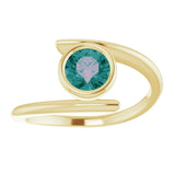 14K Gold Round Lab-Grown Alexandrite Bezel-Set Solitaire Ring – 5.5mm Stones - Yellow Gold - view 3
