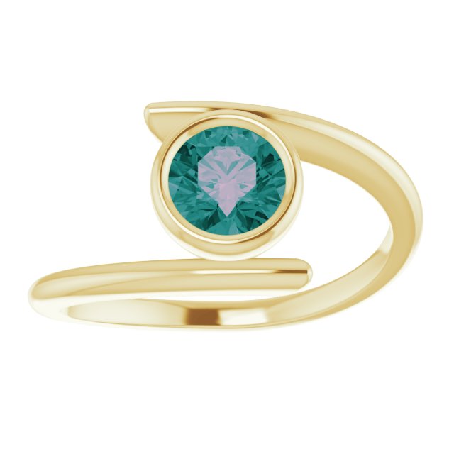 14K Gold Round Lab-Grown Alexandrite Bezel-Set Solitaire Ring – 5.5mm Stones - Yellow Gold - view 3
