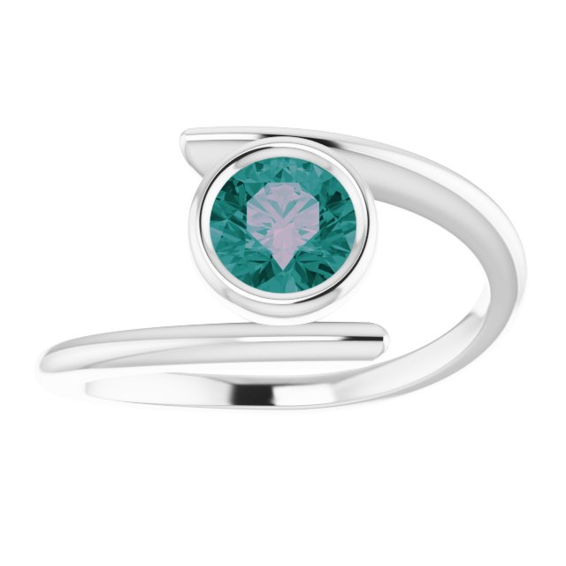 Platinum Round Lab-Grown Alexandrite Bezel-Set Solitaire Ring – 5.5mm Stones - view 3