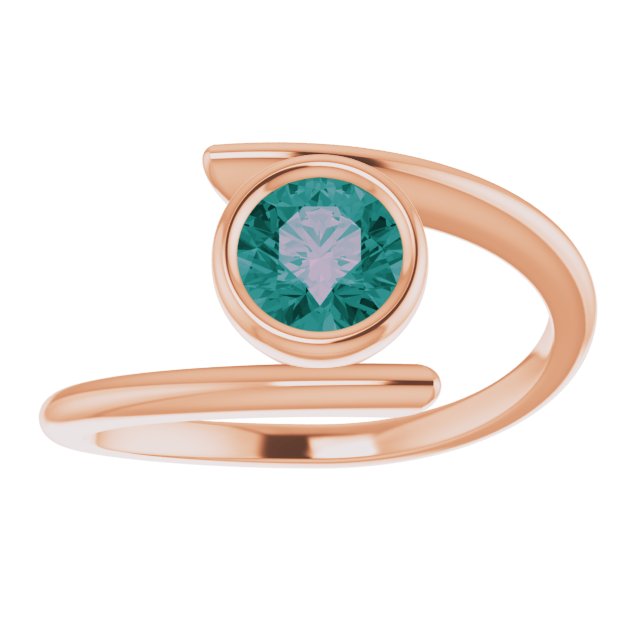 14K Gold Round Lab-Grown Alexandrite Bezel-Set Solitaire Ring – 5.5mm Stones - Rose Gold - view 3