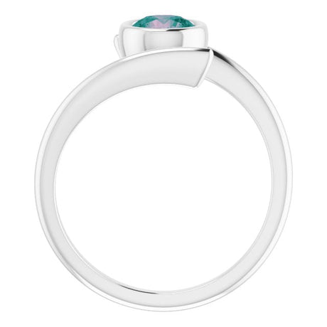 Platinum Round Lab-Grown Alexandrite Bezel-Set Solitaire Ring – 5.5mm Stones - view 2