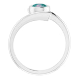 14K Gold Round Lab-Grown Alexandrite Bezel-Set Solitaire Ring – 5.5mm Stones - White Gold - view 2