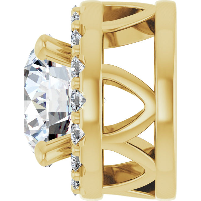 14K Gold Round Lab-Grown Diamond Halo-Style Pendant – 5.2mm Stones - Yellow Gold - view 6