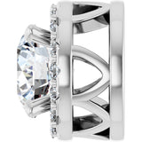 14K Gold Round Lab-Grown Diamond Halo-Style Pendant – 5.2mm Stones - White Gold - view 6