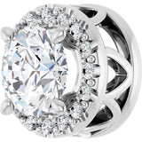 14K Gold Round Lab-Grown Diamond Halo-Style Pendant – 5.2mm Stones - White Gold - view 5
