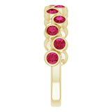 14K Gold Round Natural Ruby Bezel-Set Ring – 2.5mm Stones - Yellow Gold - view 9