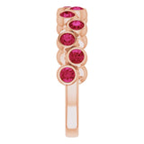14K Gold Round Natural Ruby Bezel-Set Ring – 2.5mm Stones - Rose Gold - view 9